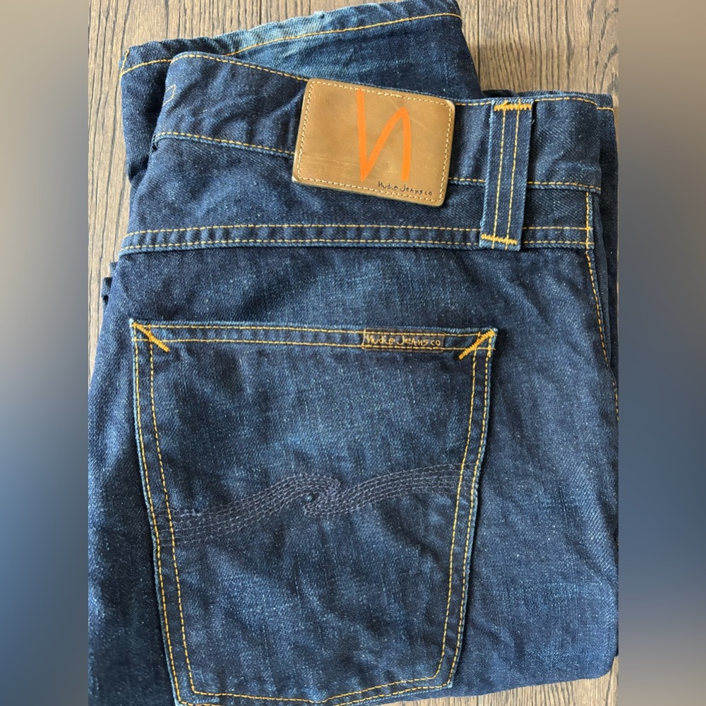 Nudie Jeans Sharp Bengt Recycled Dark Worn Jeans Organic Cotton Made in Italy